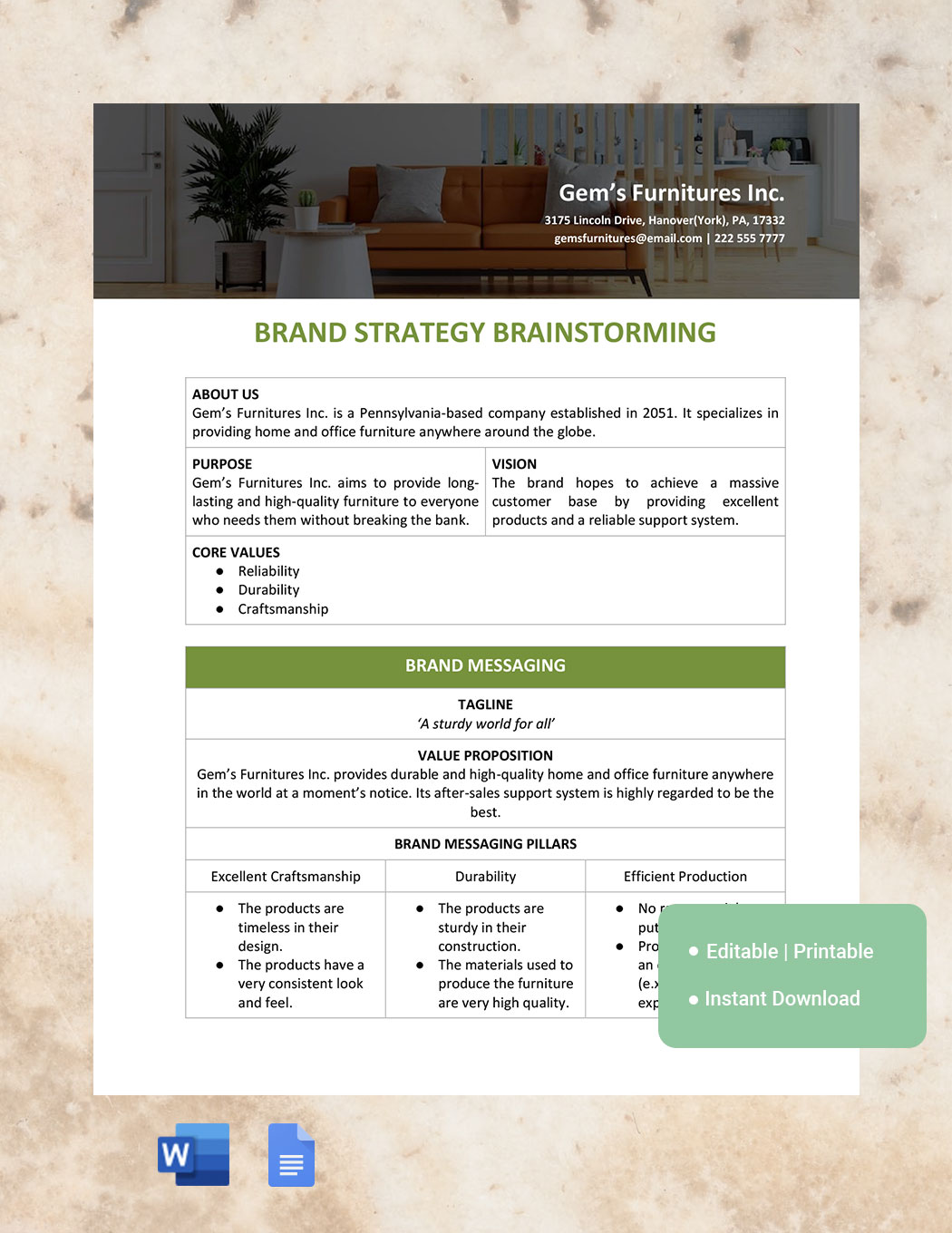 Brand Strategy Brainstorming Worksheet Template in Word, Google Docs - Download | Template.net