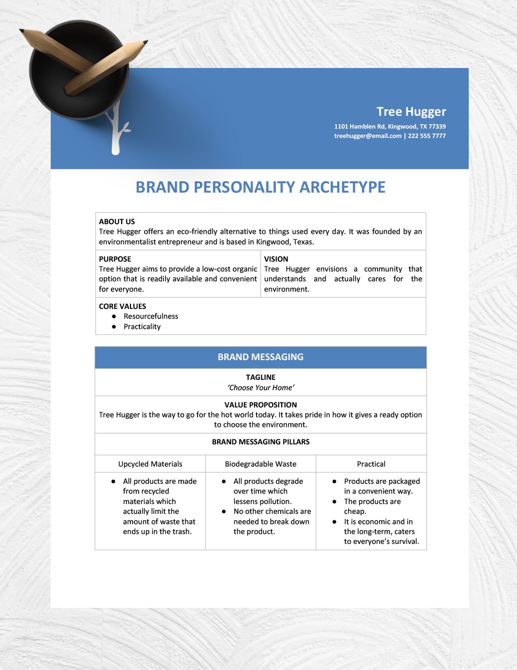 Brand Personality Archetype Template