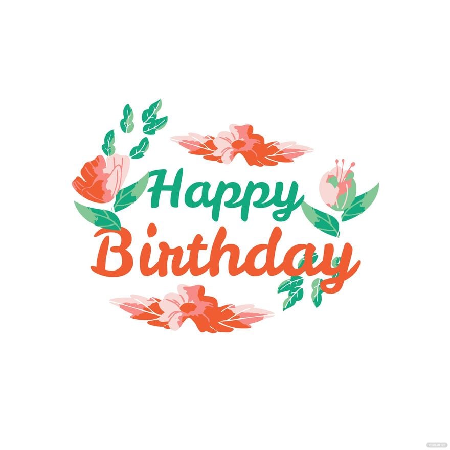 Free Watercolor Floral Happy Birthday Clipart