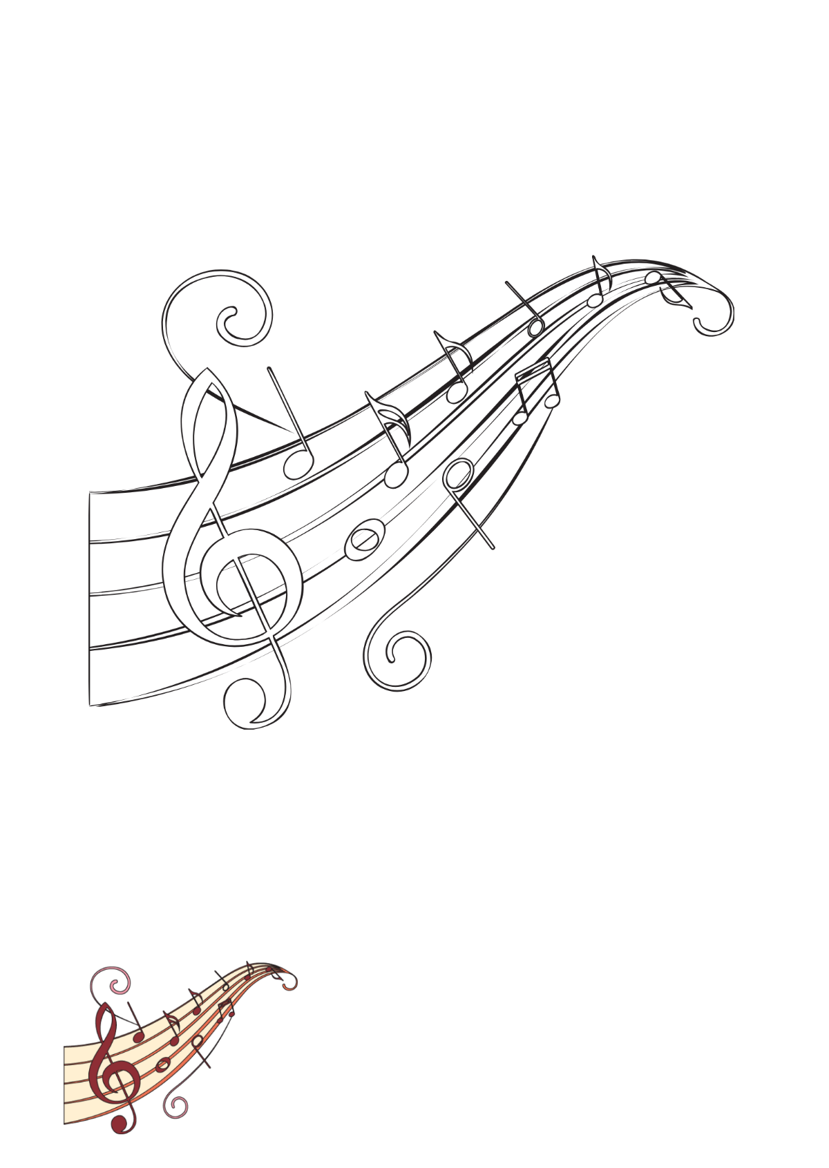 Curvy Music Staff Coloring Page Template