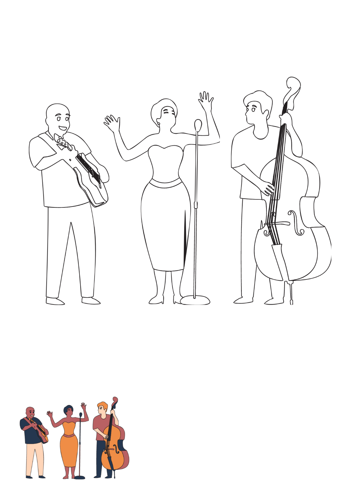 Music Band Coloring Page Template