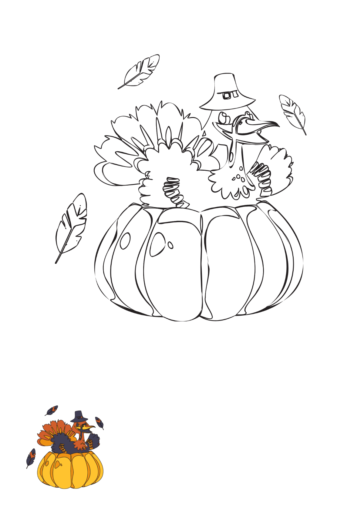 Cute Thanksgiving Coloring Page Template