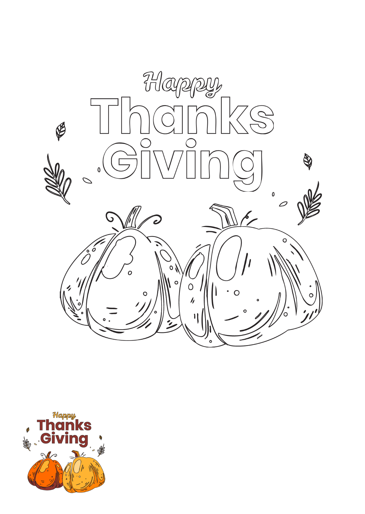 Thanksgiving Card Coloring Page Template