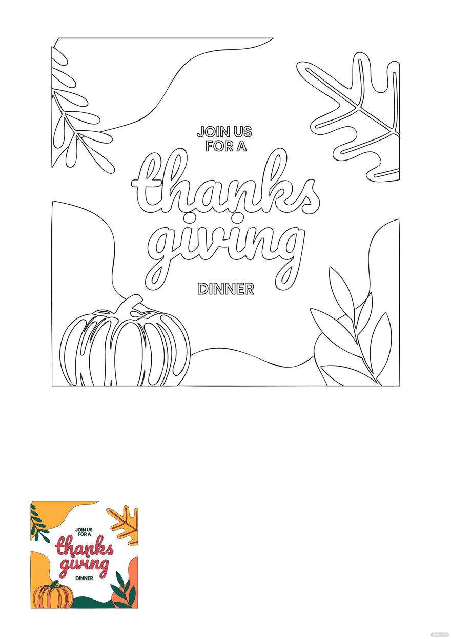 Free Happy Thanksgiving Invitation Coloring Page