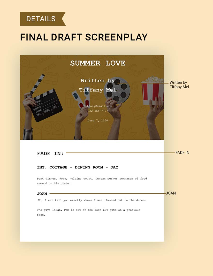 Final Draft Screenplay Template in Google Docs Word Pages Download
