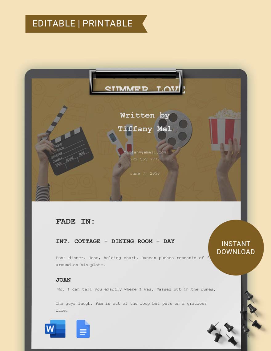 Final Draft Screenplay Template