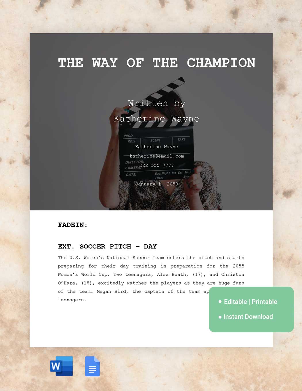 Screenplay Google Docs Templates Design, Free, Download