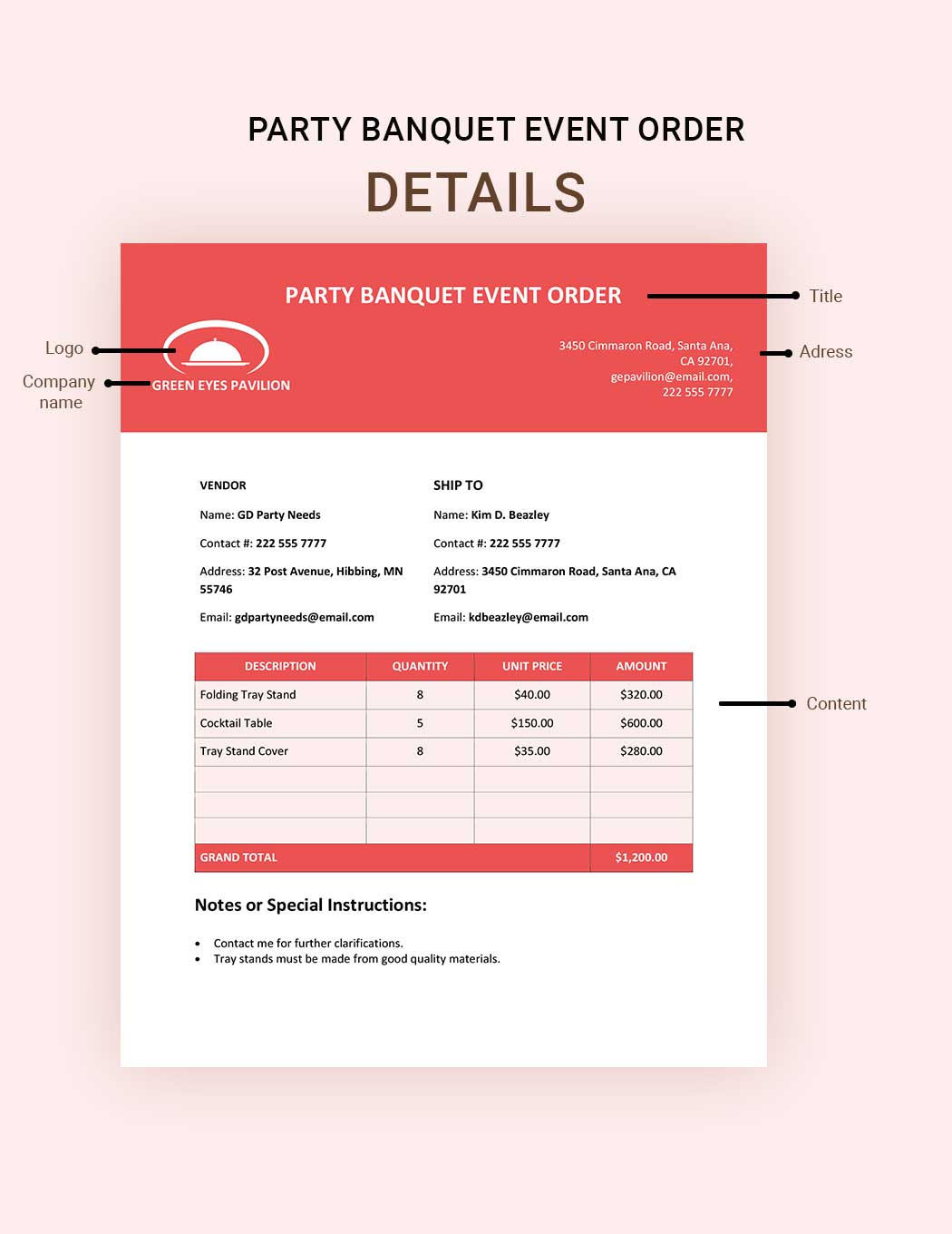 Party Banquet Event Order Template Download in Word, Google Docs