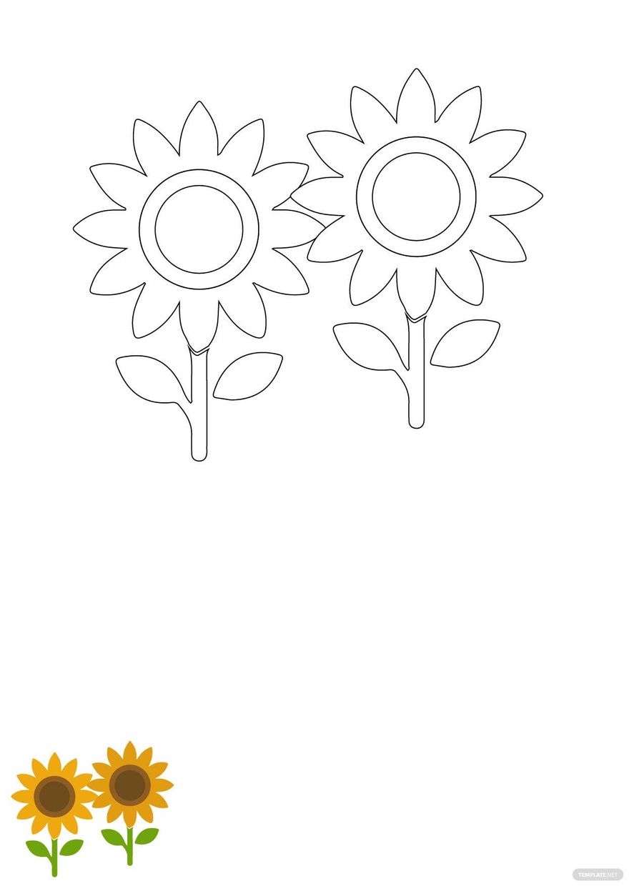 Sunflowers Coloring Page in PDF, EPS, JPG