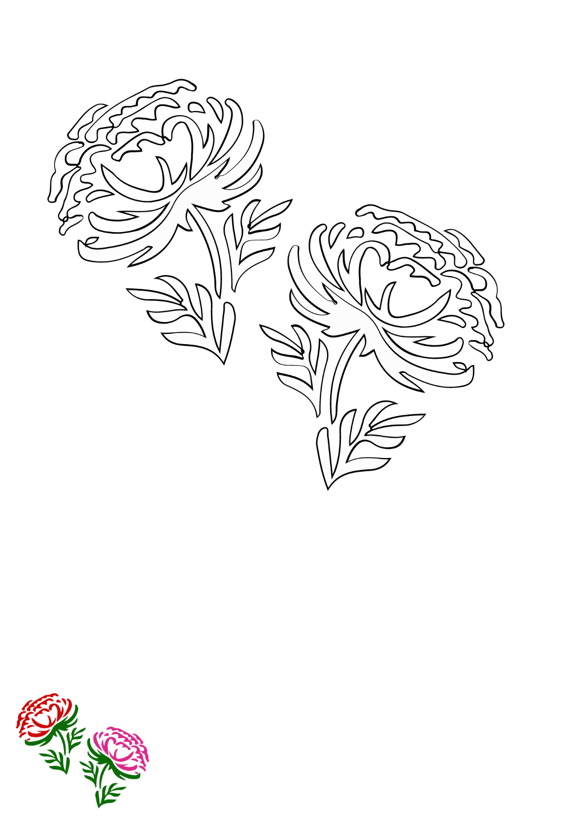 Peony Flower Coloring Page Template