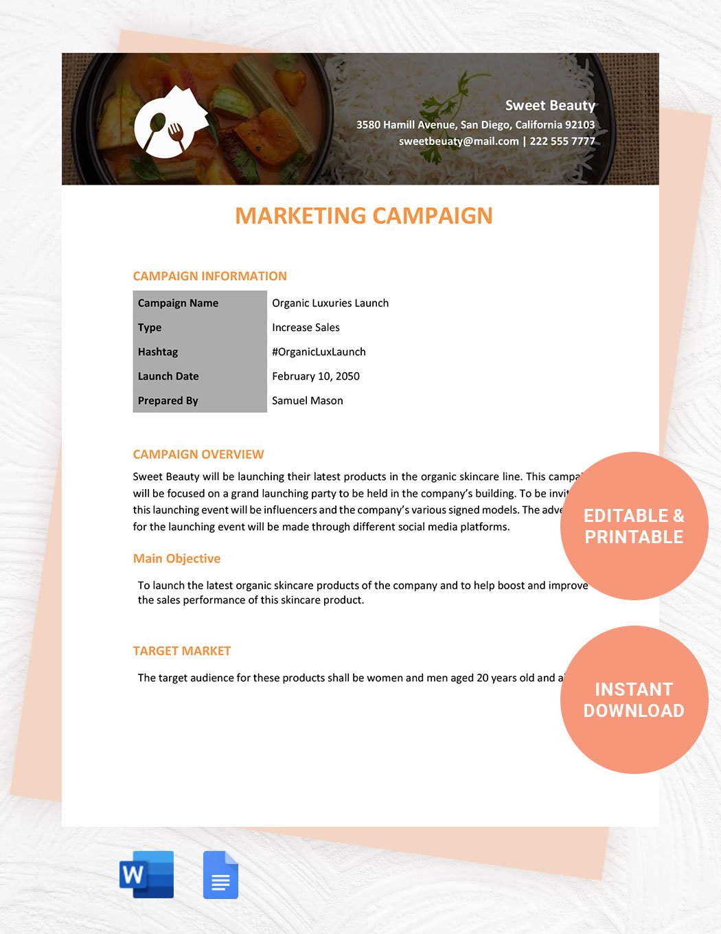 Marketing Campaign Template in Word