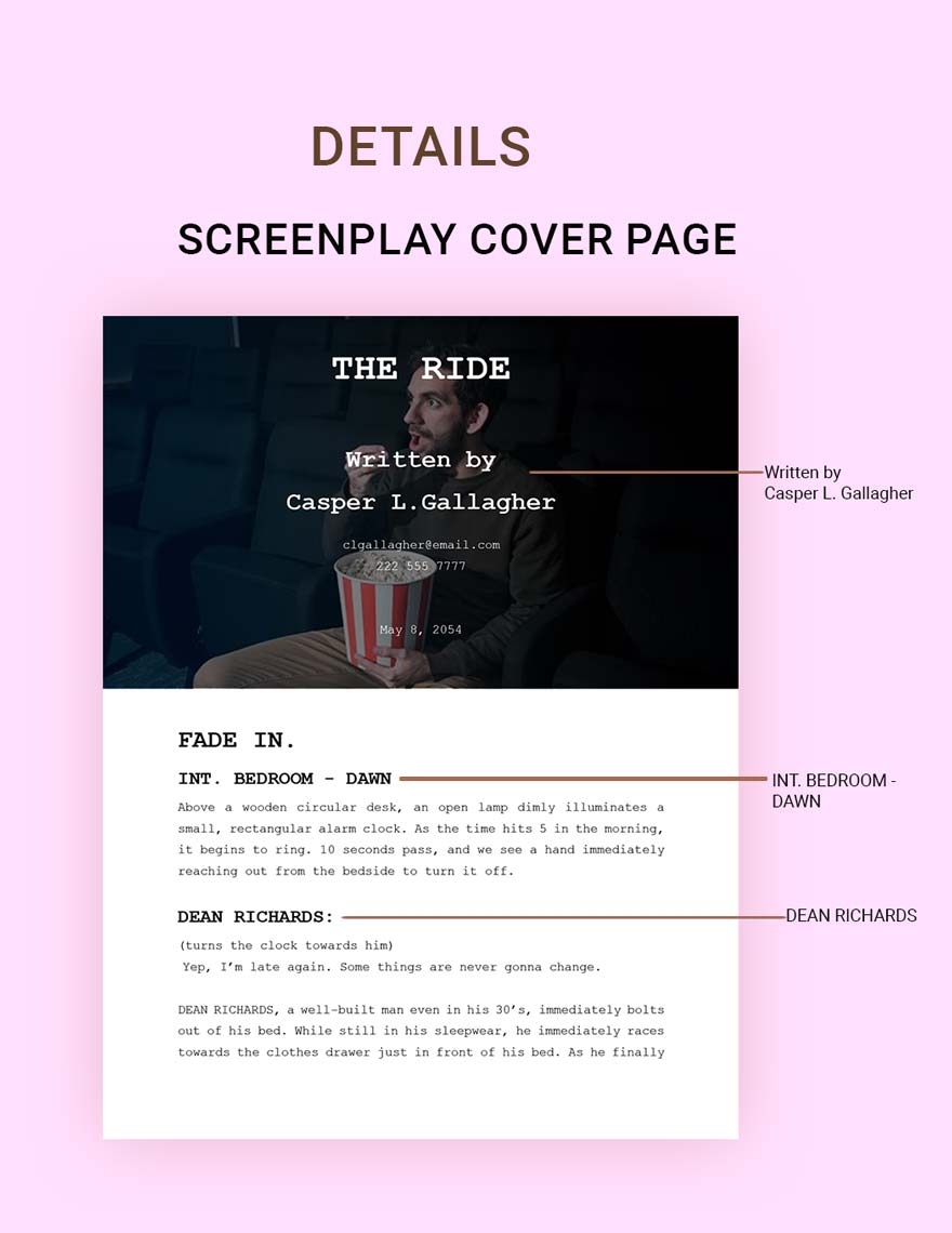 Screenplay Cover Page Template