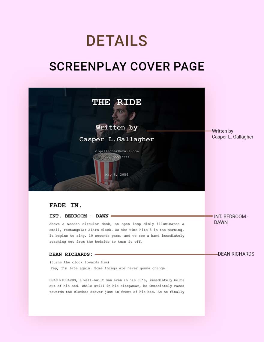 Screenplay Cover Page Format   Screenplay Cover Page Template 2jl9q 