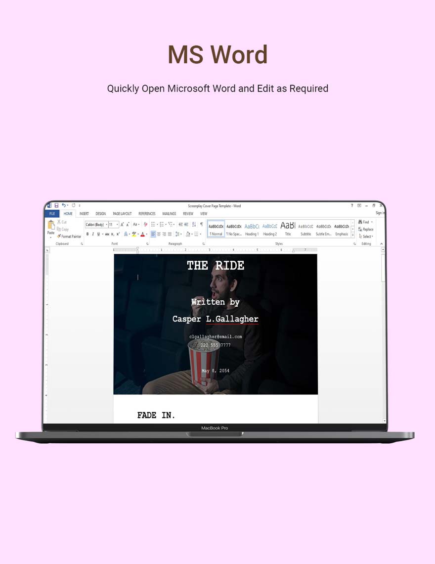 Screenplay Cover Page Template
