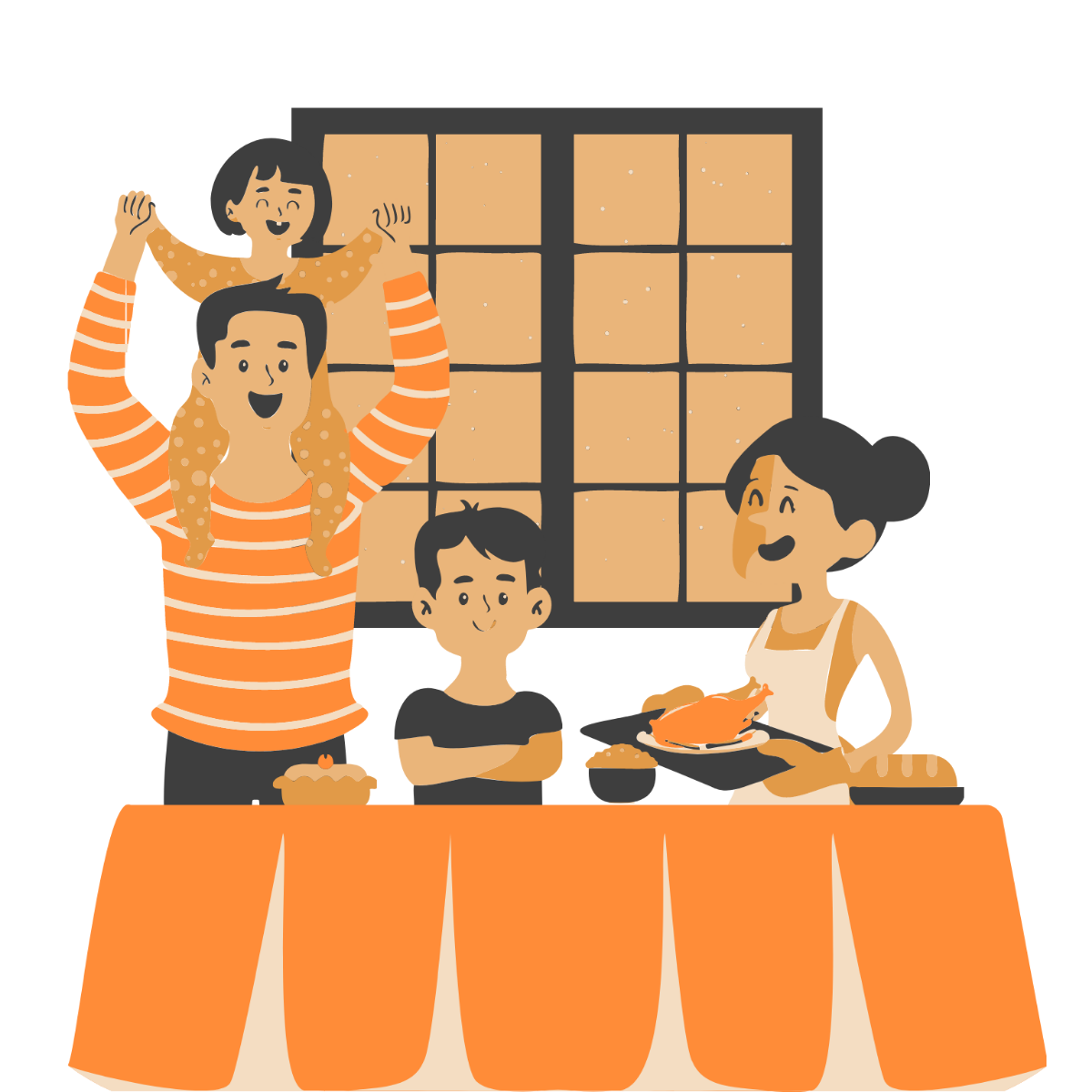 Thanksgiving Family Clipart Template