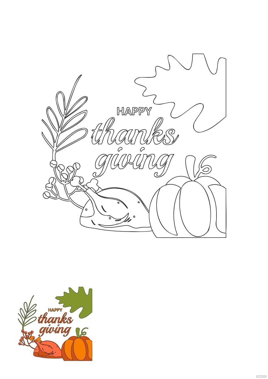 Free Thanksgiving Poster Coloring Page