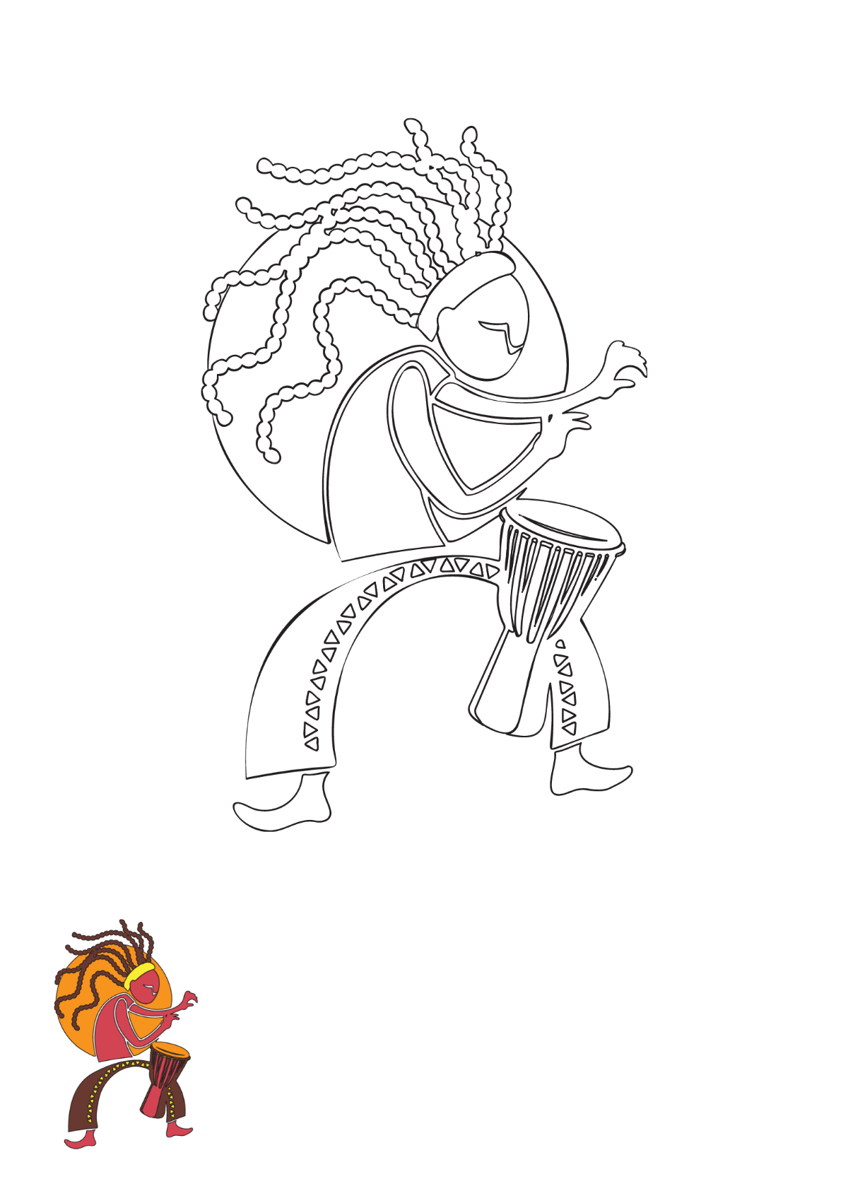 Tribal Music Coloring Page Template