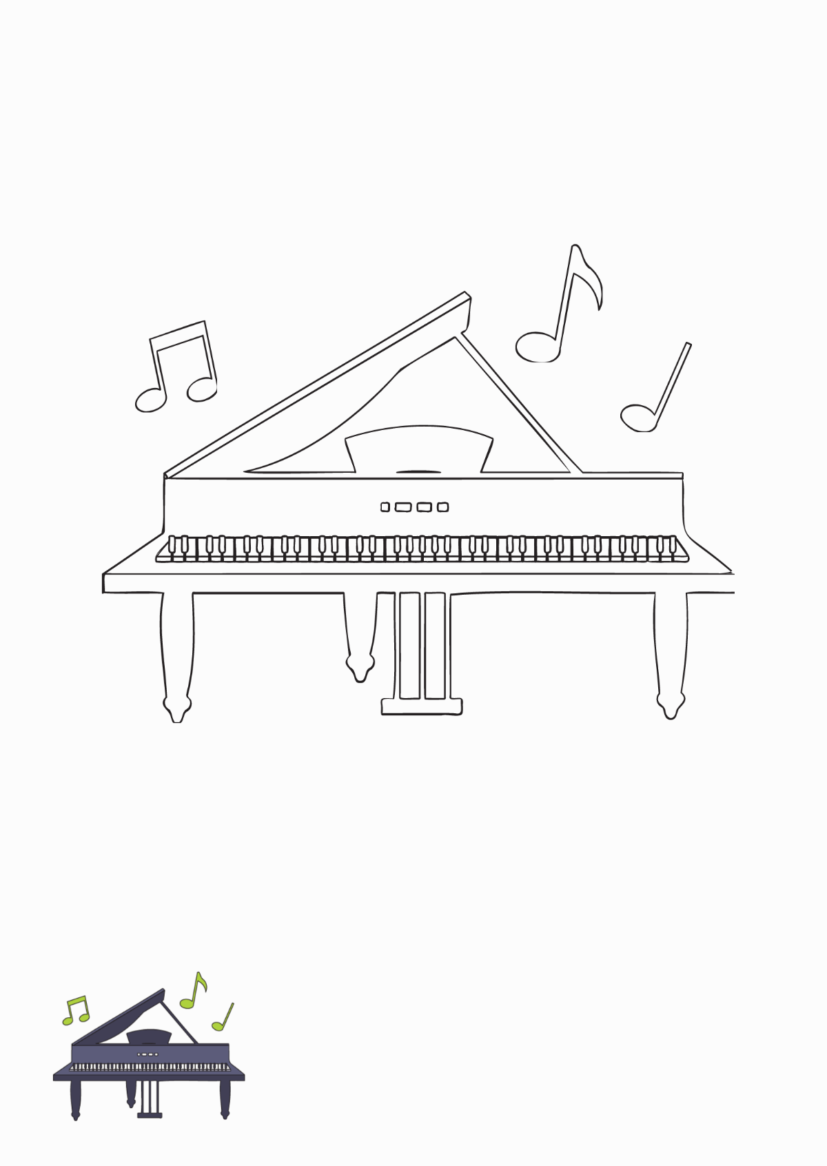 Piano Music Coloring Page Template
