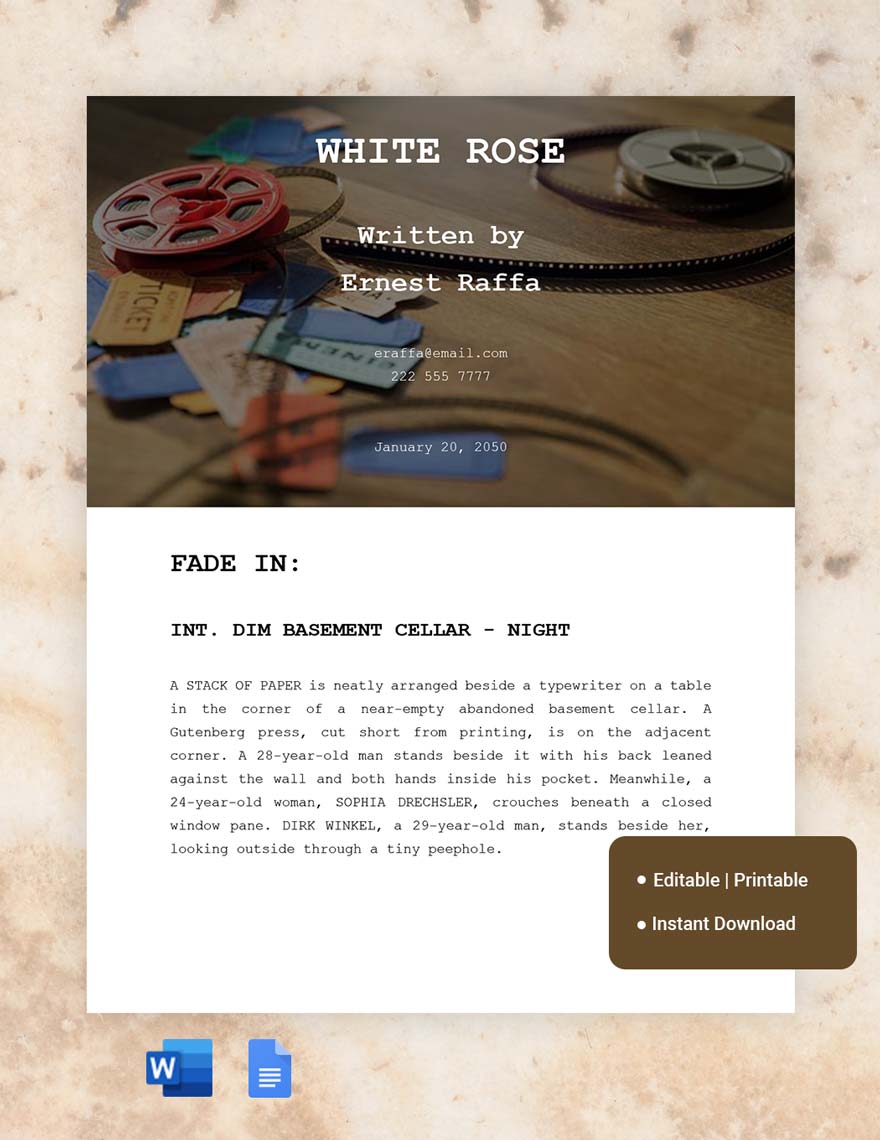 Screenplay Title Page Template