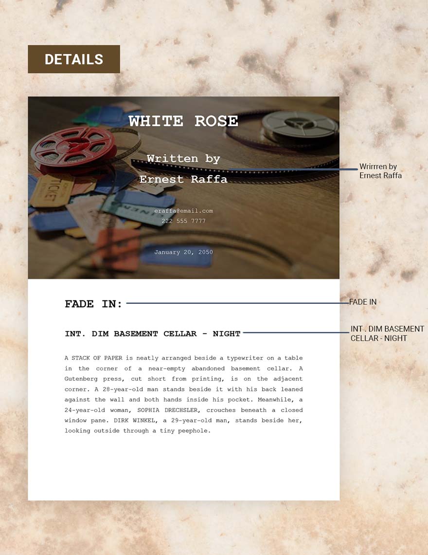 Screenplay Title Page Template