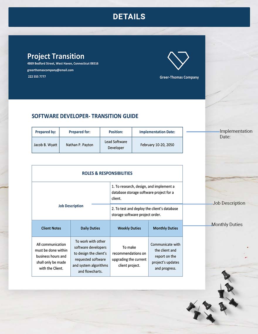 Project Transition Template