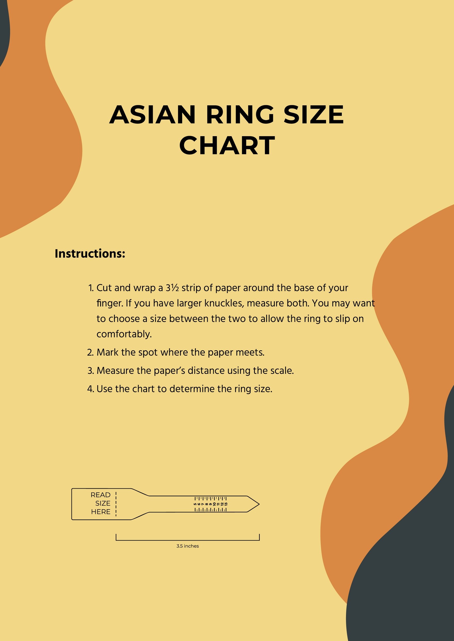 Asian Ring Size Chart Template in PDF, Illustrator