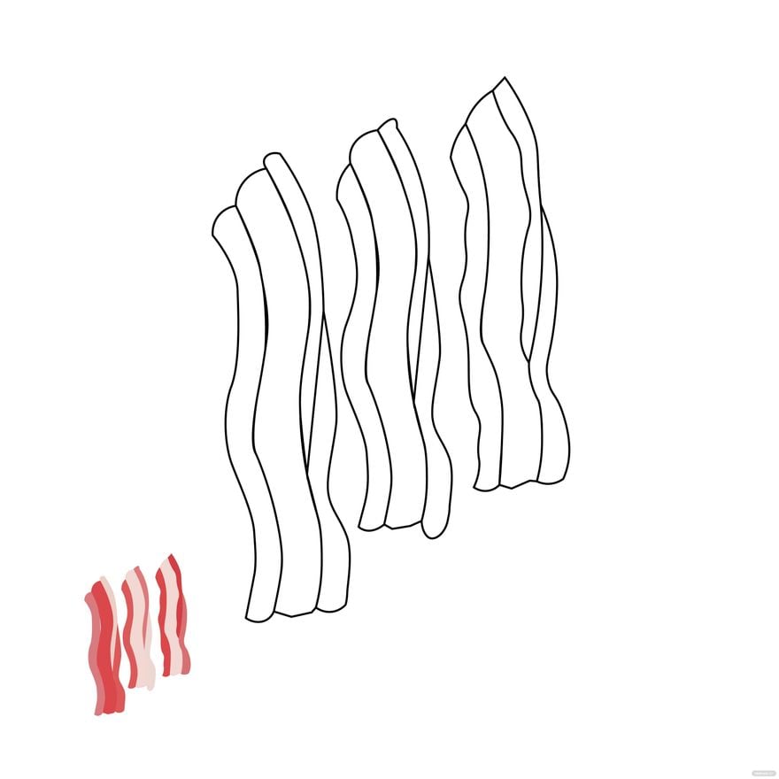 Bacon Coloring Page in PDF, EPS, JPG