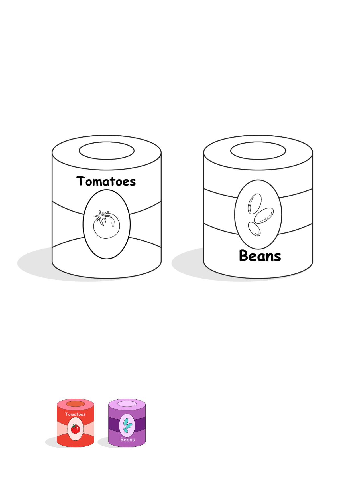 Canned Foods Coloring Page Template