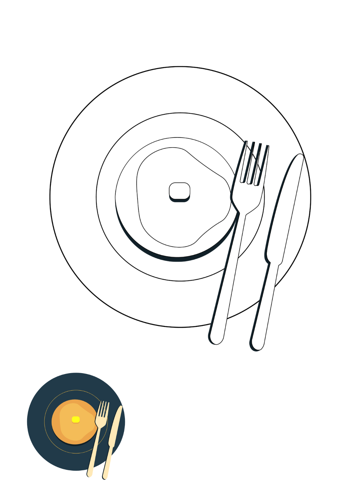 Food Plate Coloring Page Template