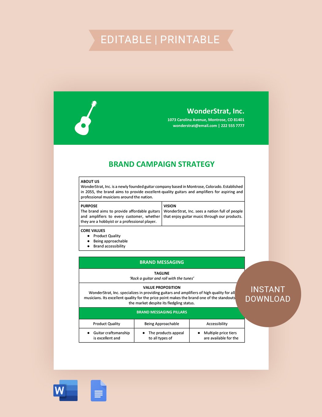 Brand Campaign Strategy Template in Word, Google Docs