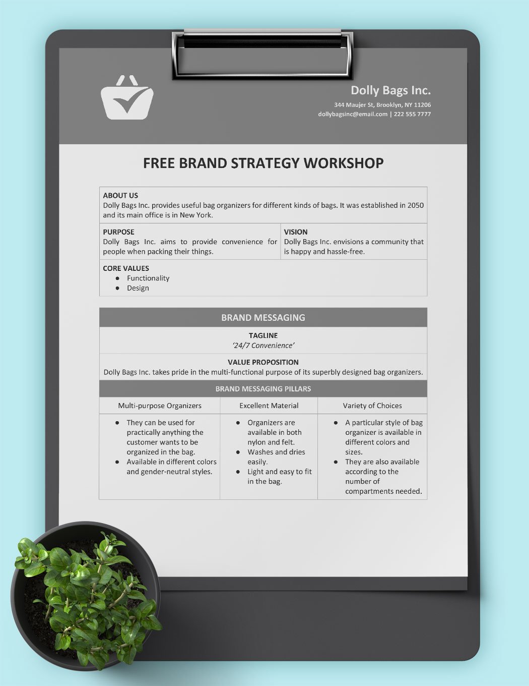 Brand Strategy Workshop Template in Word, Google Docs