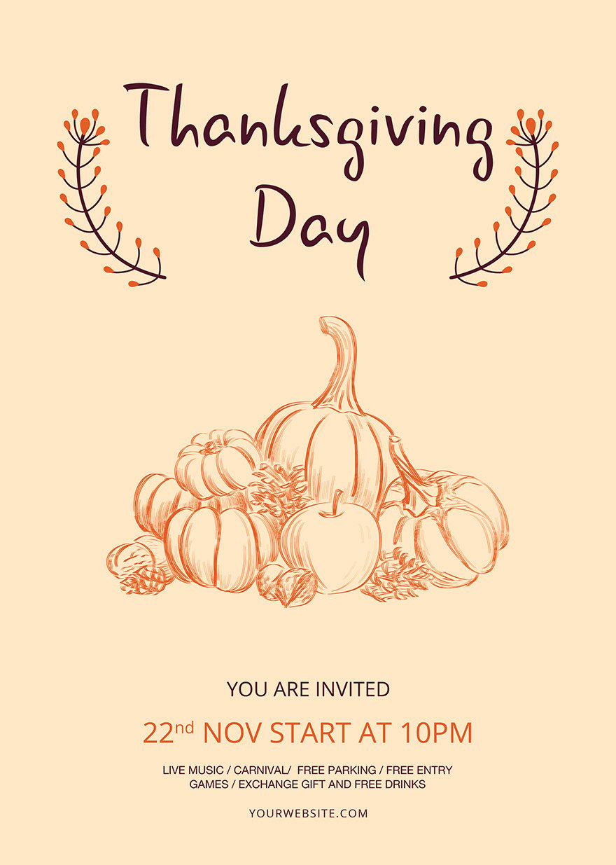 Free Minimal Thanksgiving Flyer Template
