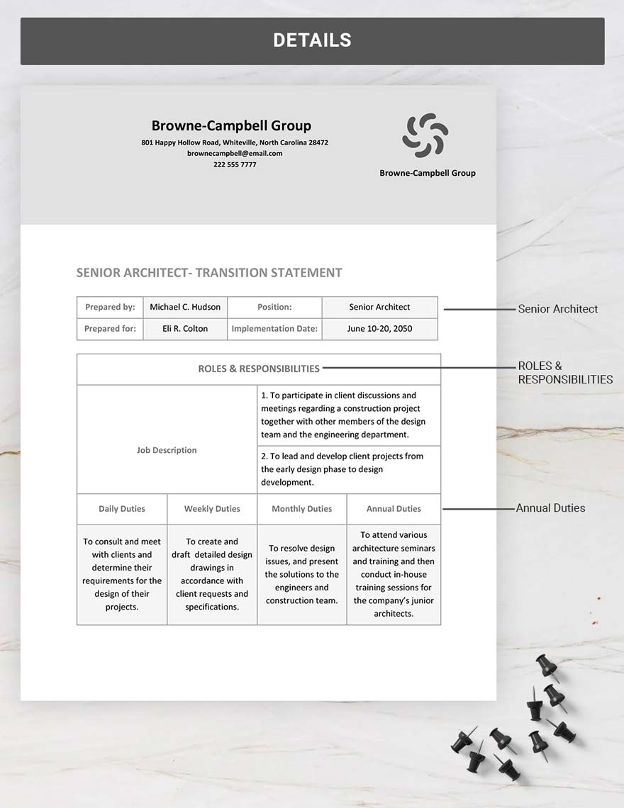 Transition Statement Template