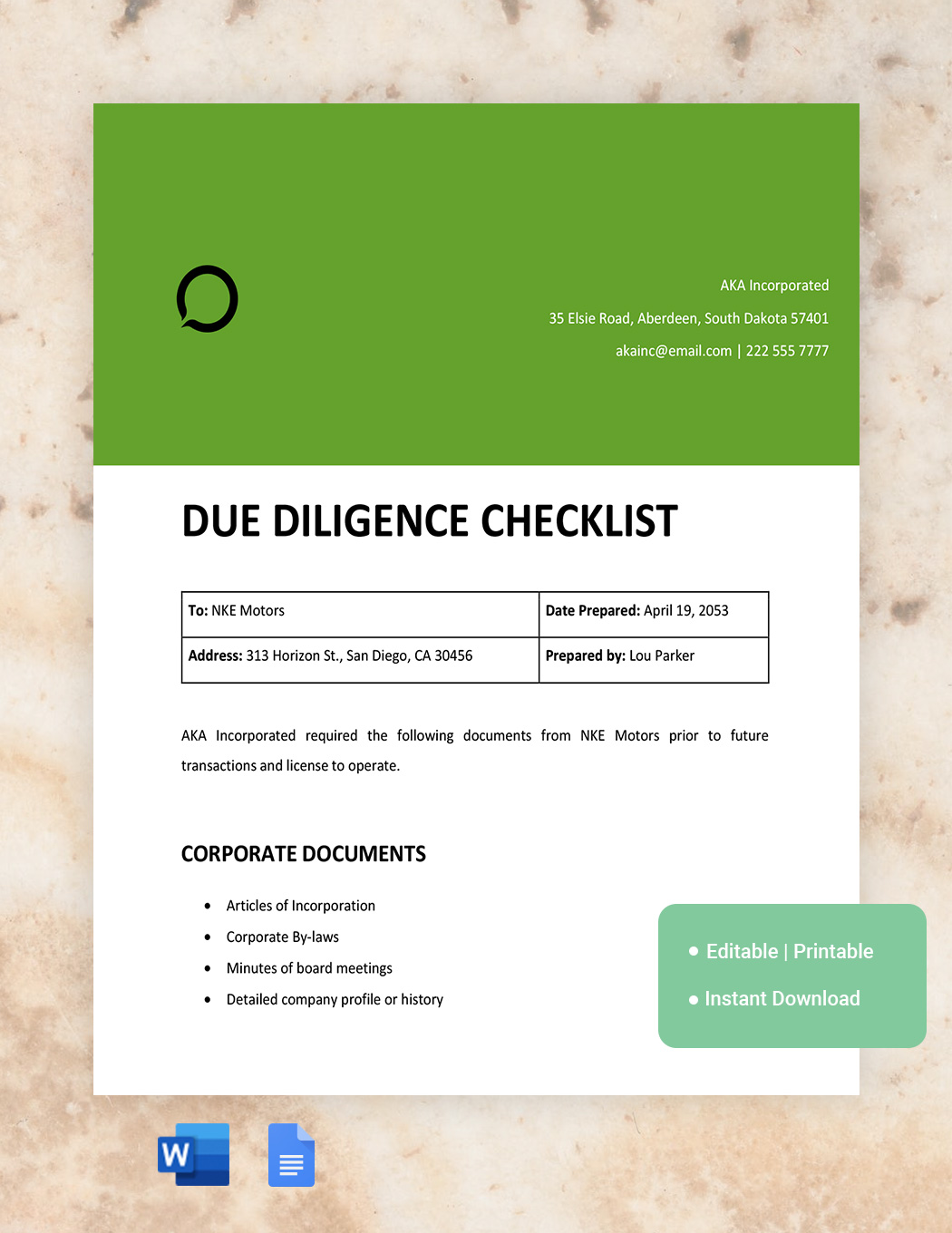 FREE Due Diligence Template Download in Word, Google Docs, PDF, Apple
