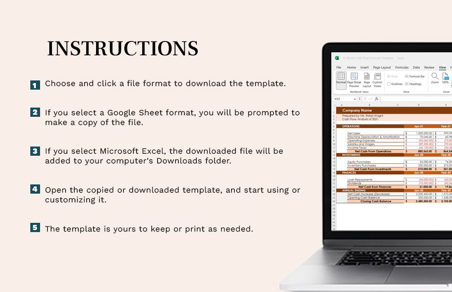 12-Month Cash Flow Forecast Template - Google Docs, Google Sheets ...