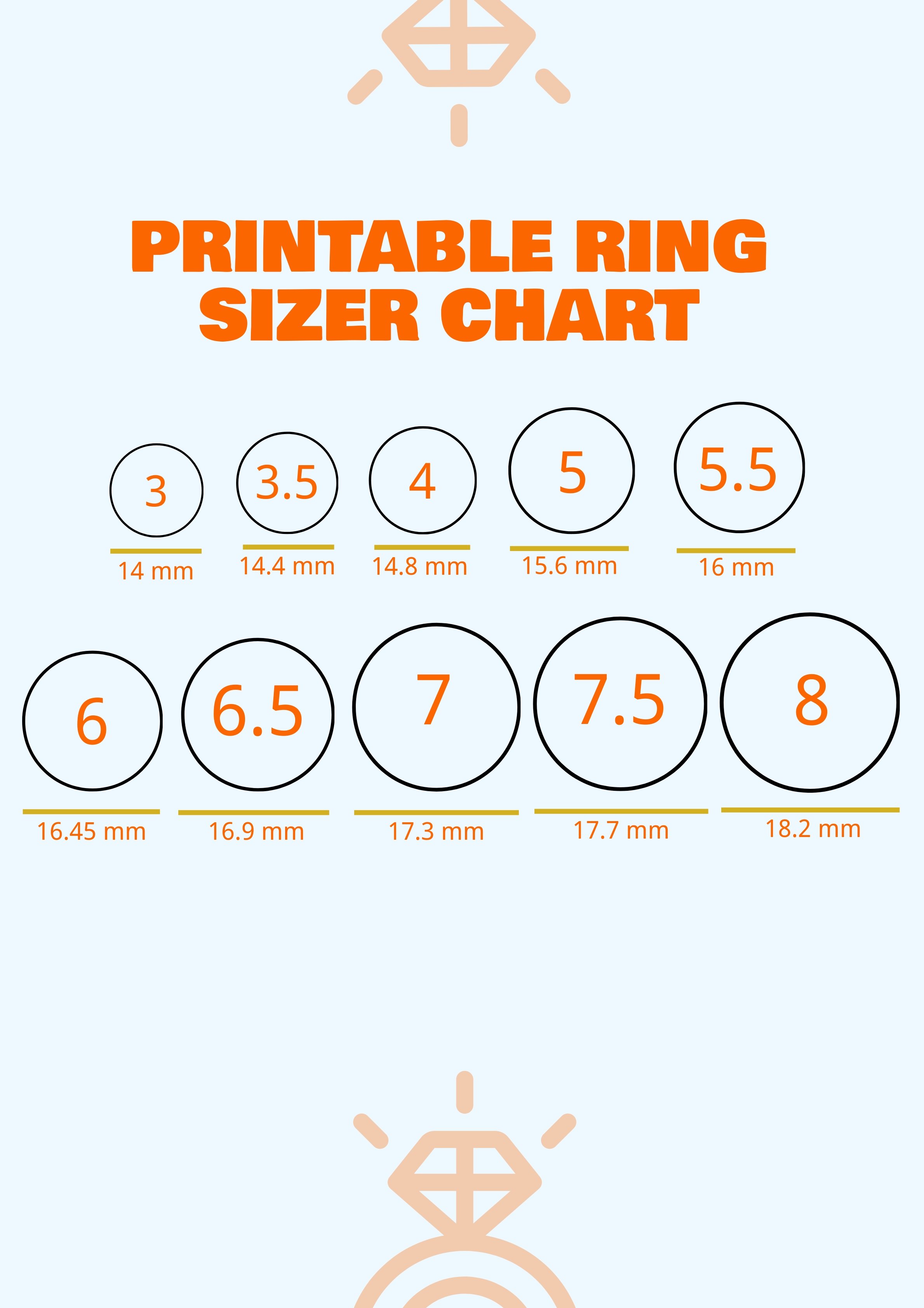 Mens Ring Size Chart in Portable Documents - Download