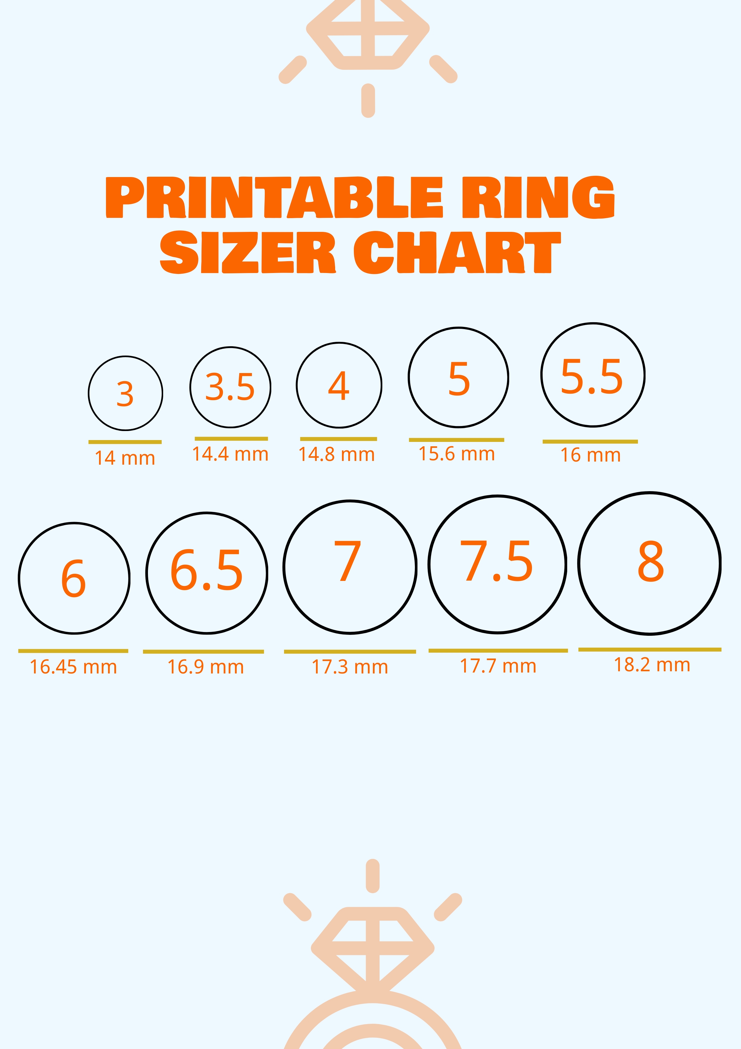 Printable Ring Size Chart, Ring Sizer Tool, Find Your Ring Size