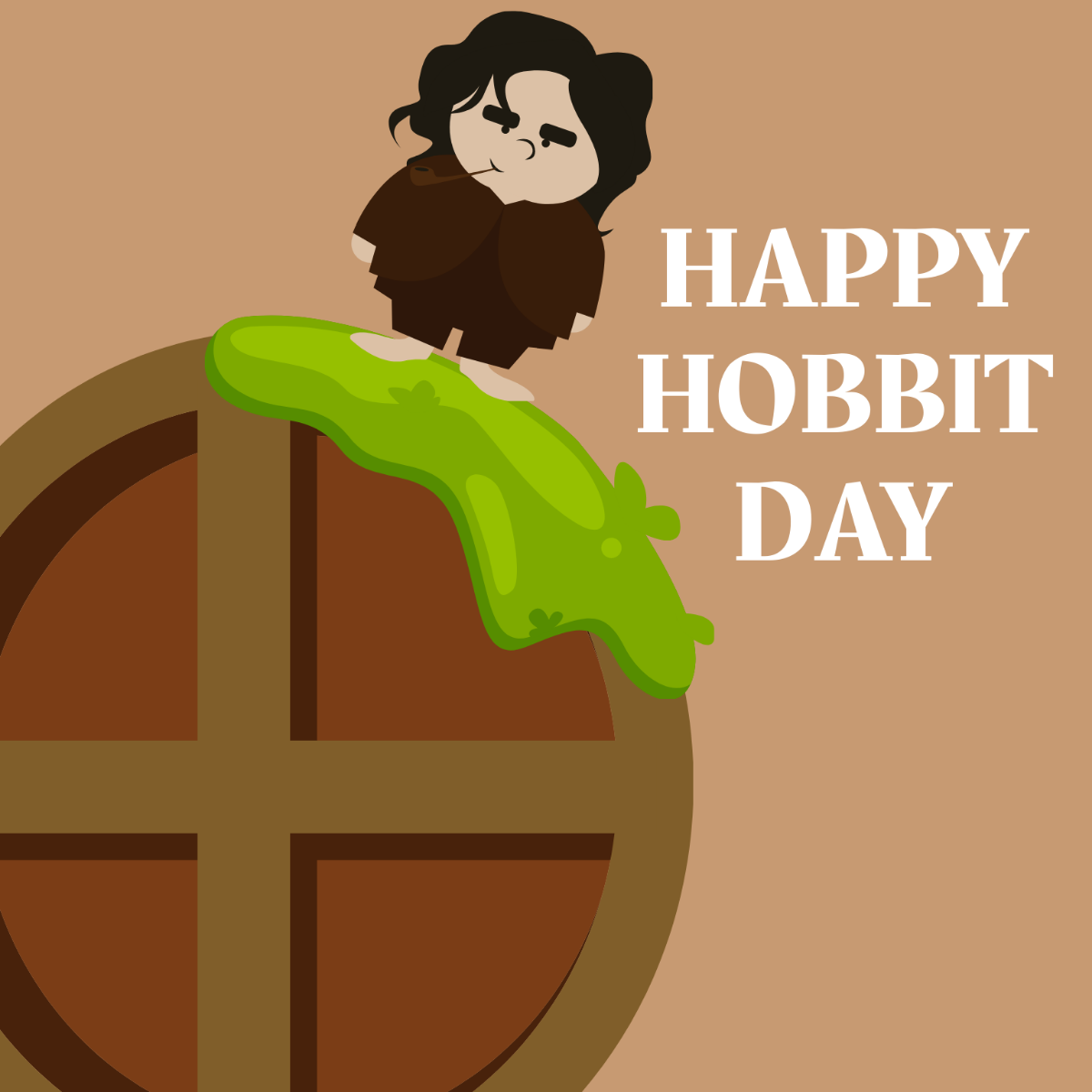 Happy Hobbit Day Illustration Template