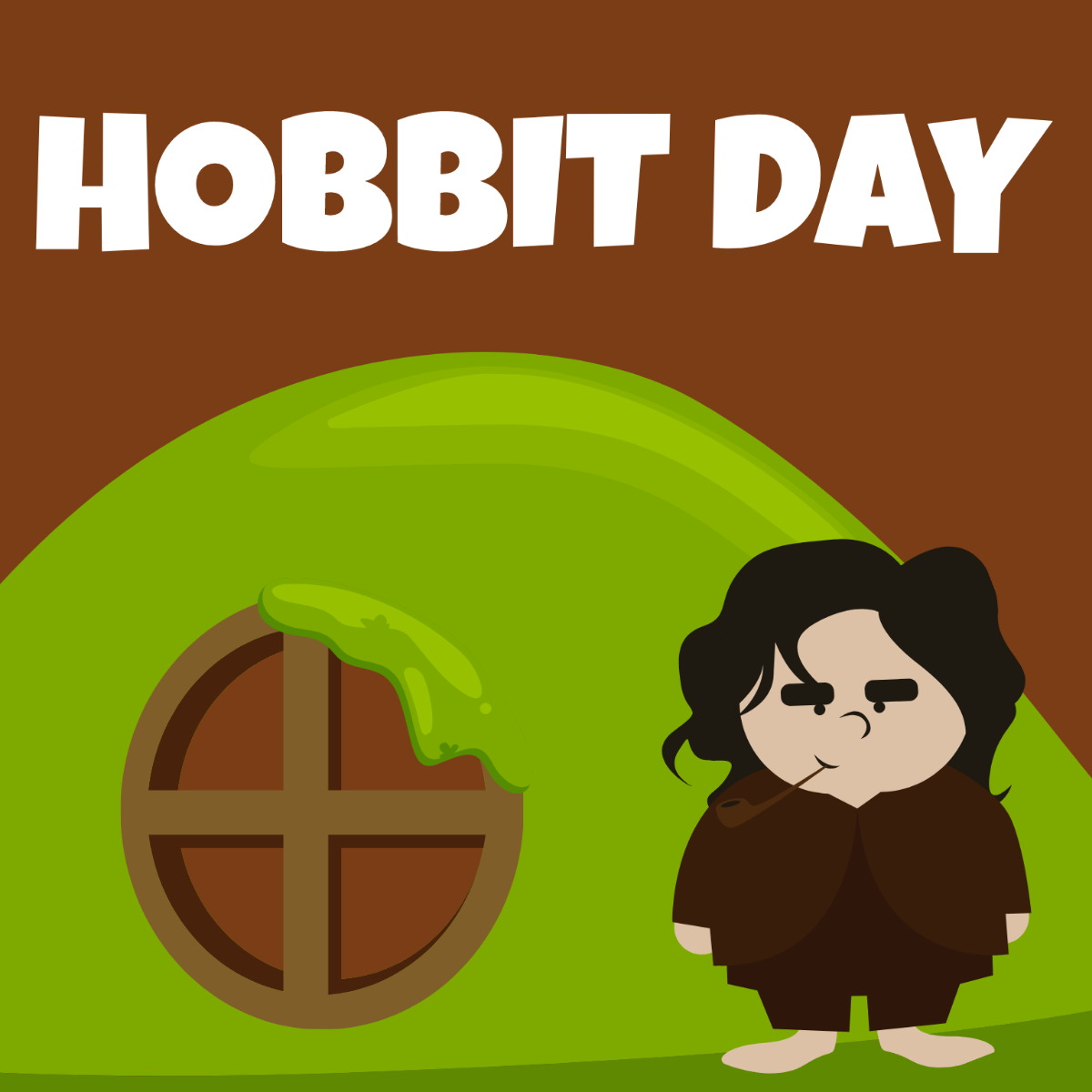 Free Hobbit Day Cartoon Vector Template