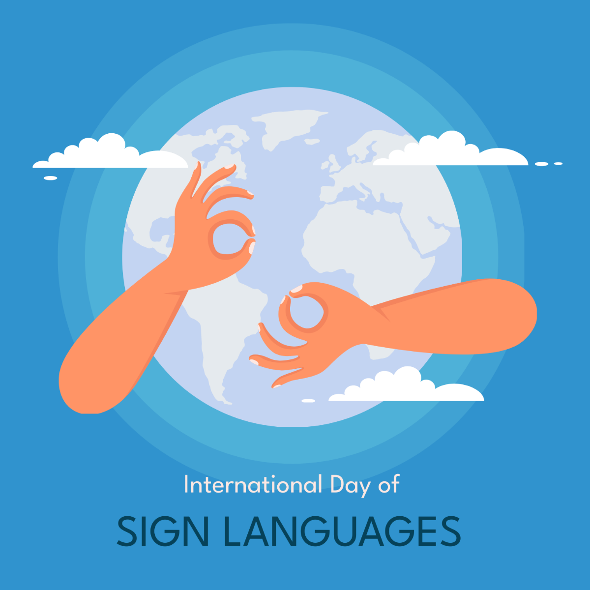 Free International Day of Sign Languages Vector Template