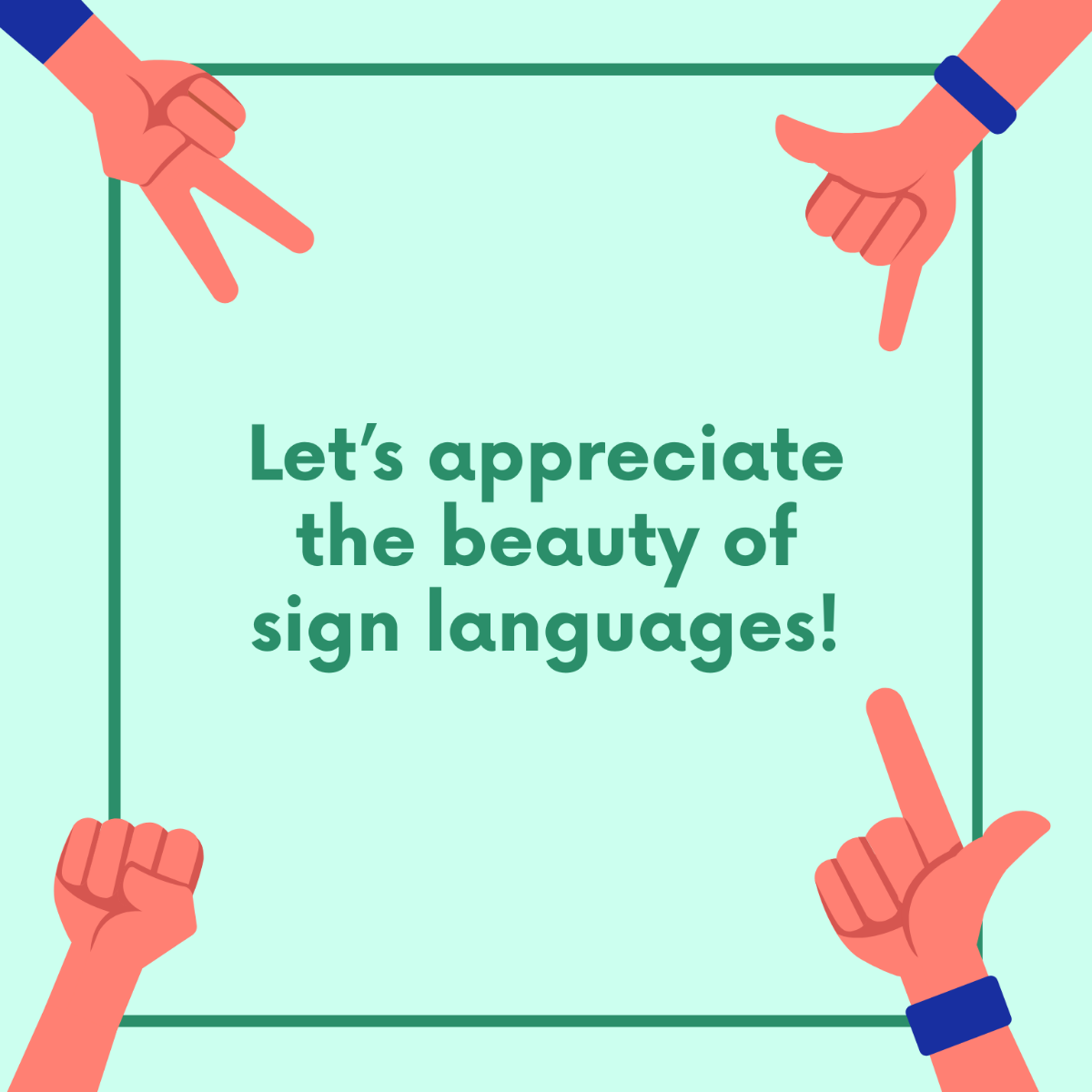 International Day of Sign Languages Greeting Card Vector Template
