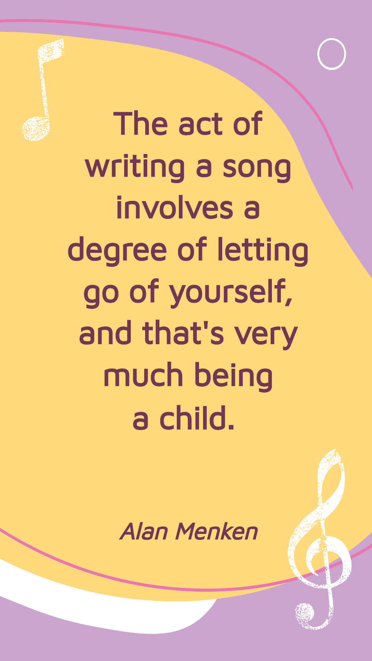 Alan Menken - The act of writing a song involves a degree of letting go of yourself, and that's very much being a child. Template