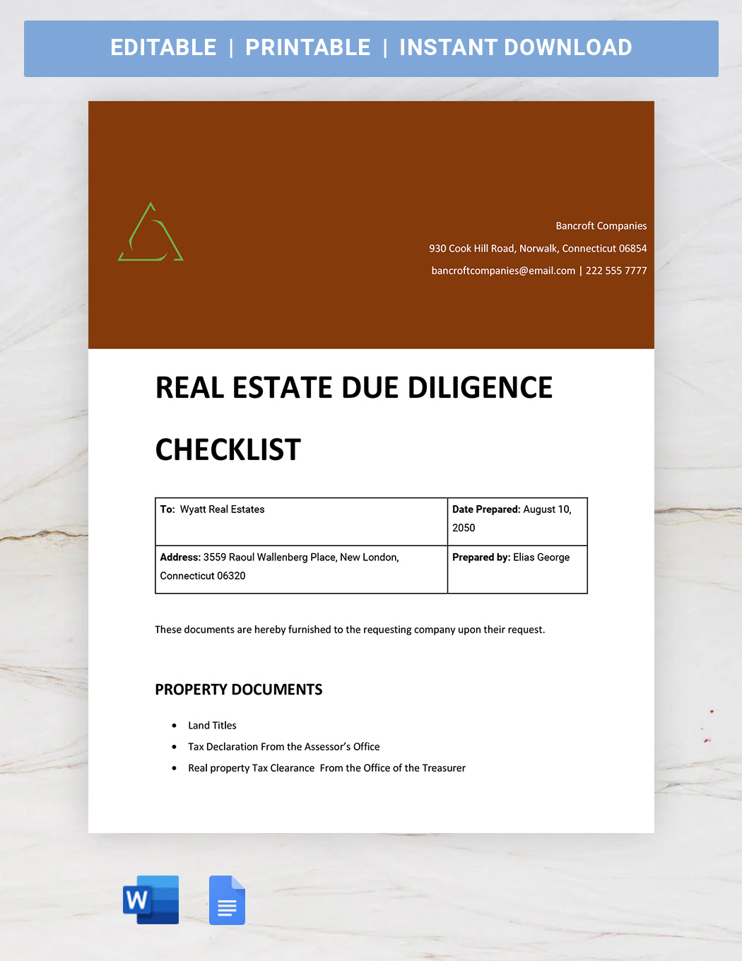 Real Estate Due Diligence Checklist  in Word, Google Docs - Download | Template.net