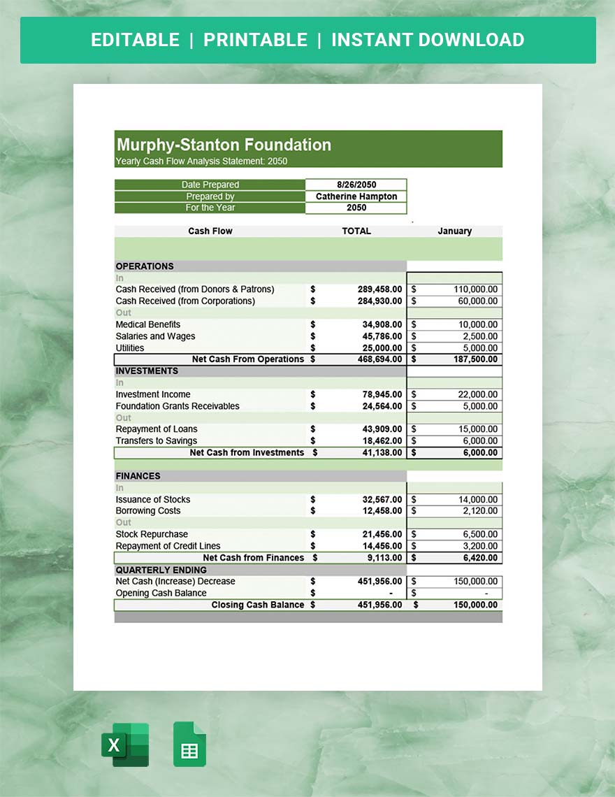 Nonprofit Cash Flow Projection Template Google Docs, Google Sheets, Excel, Word