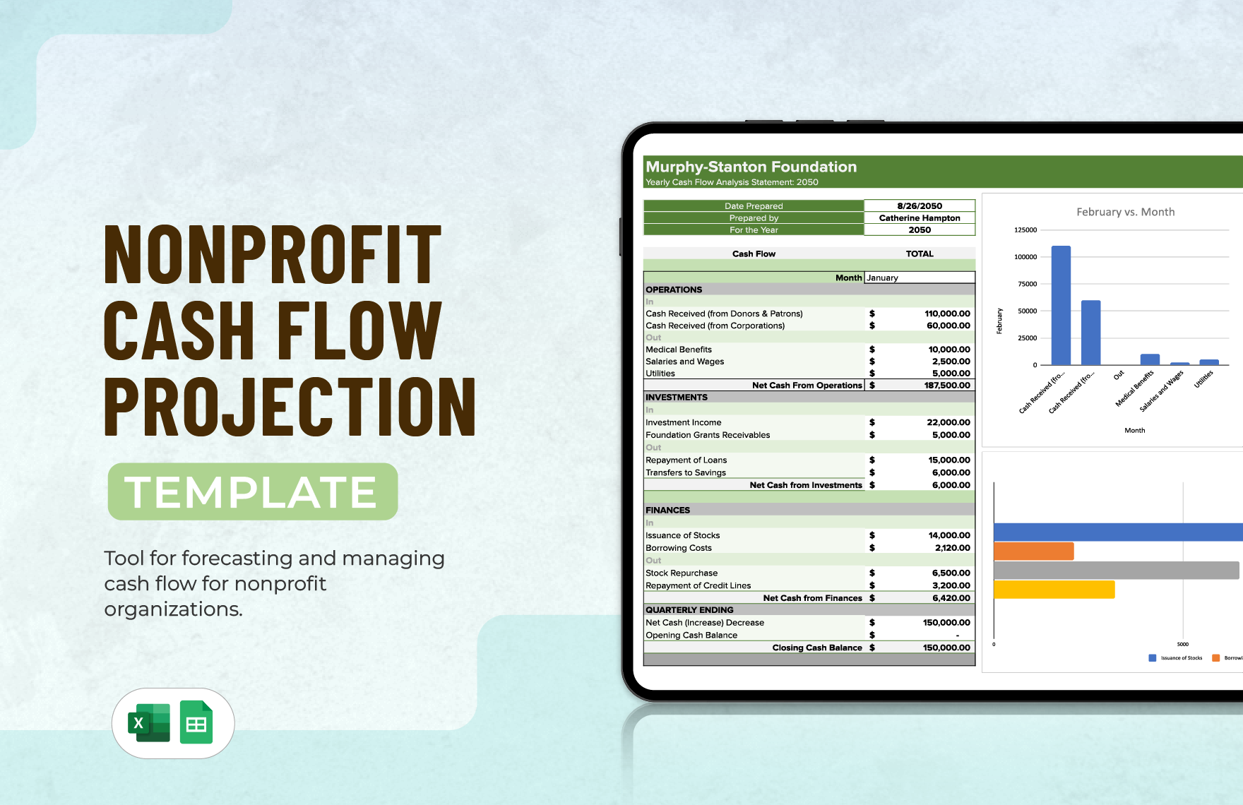 Nonprofit Cash Flow Projection Template in Word, Google Docs, Excel, Google Sheets