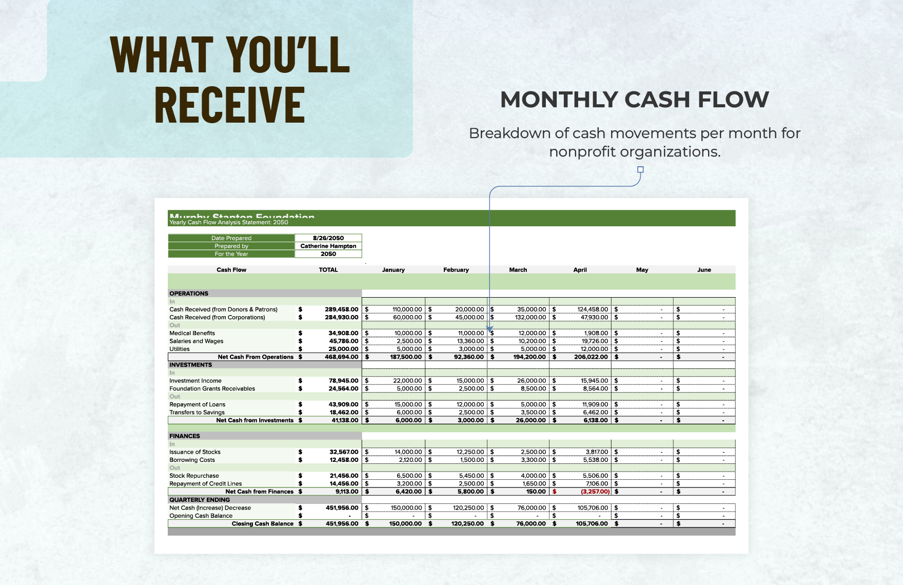 Nonprofit Cash Flow Projection Template
