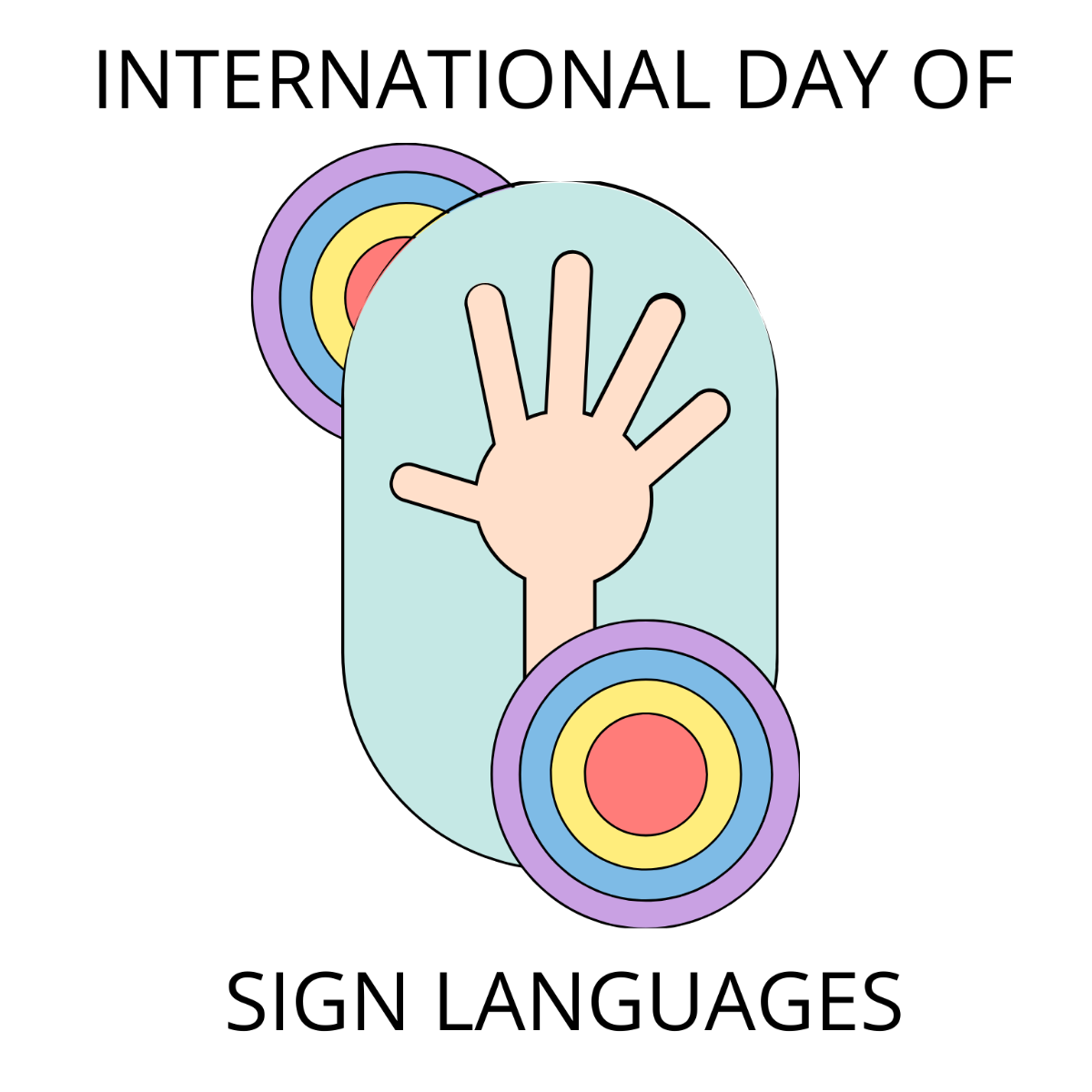 Free International Day of Sign Languages Drawing Vector Template
