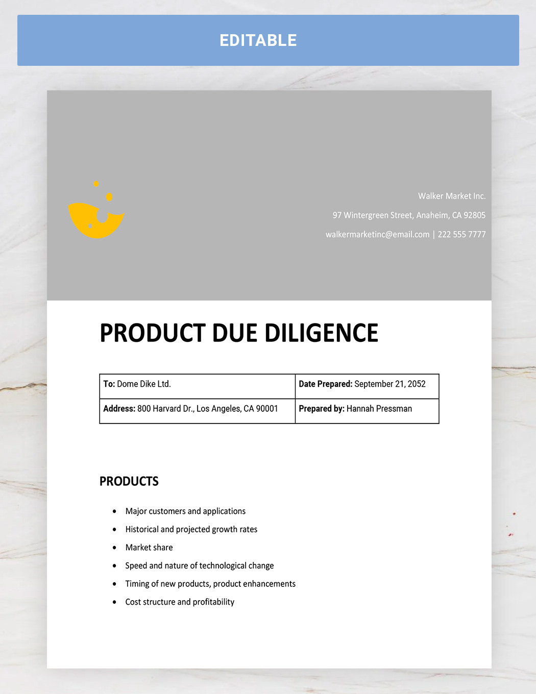 Product Due Diligence 