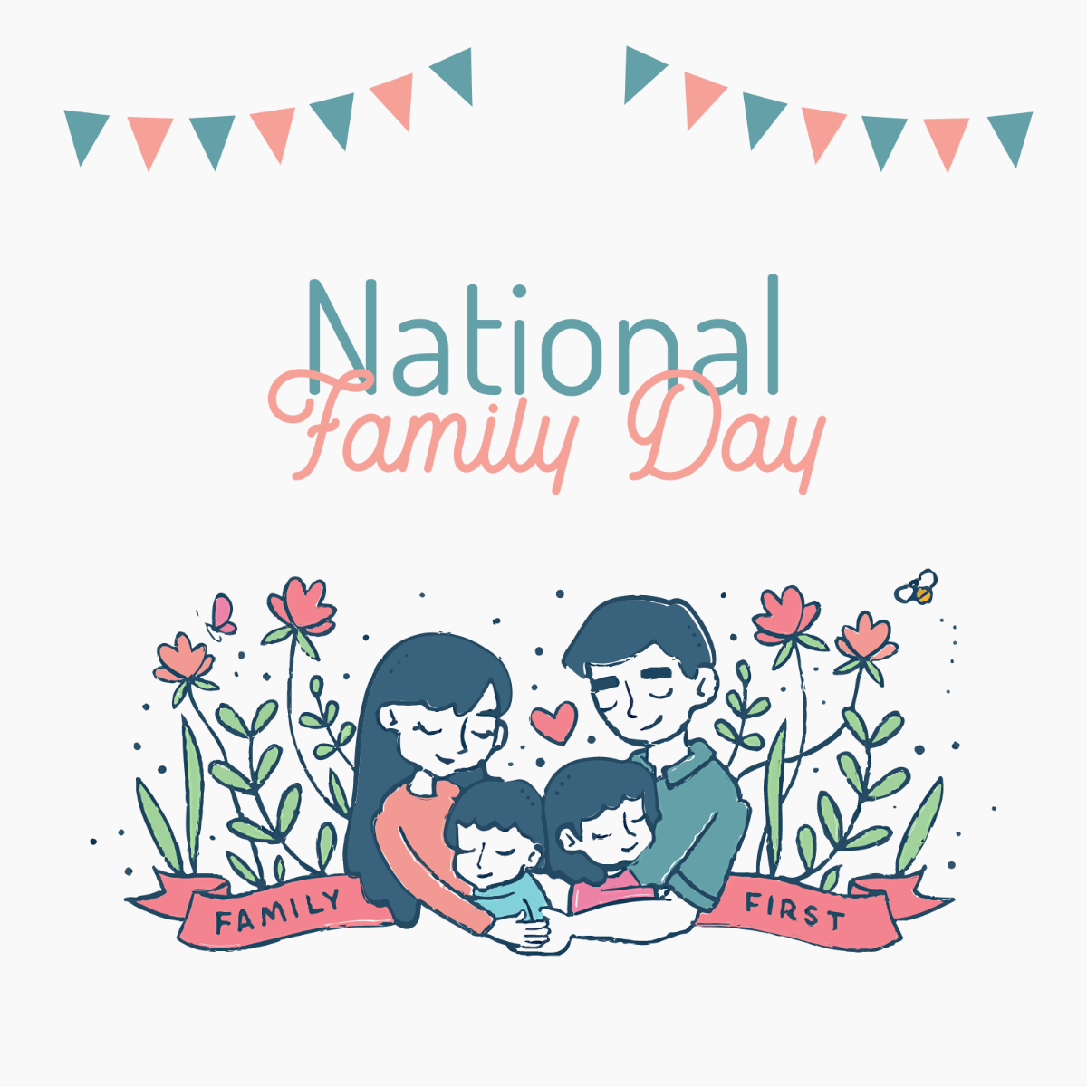 National Family Day Cartoon Vector Template