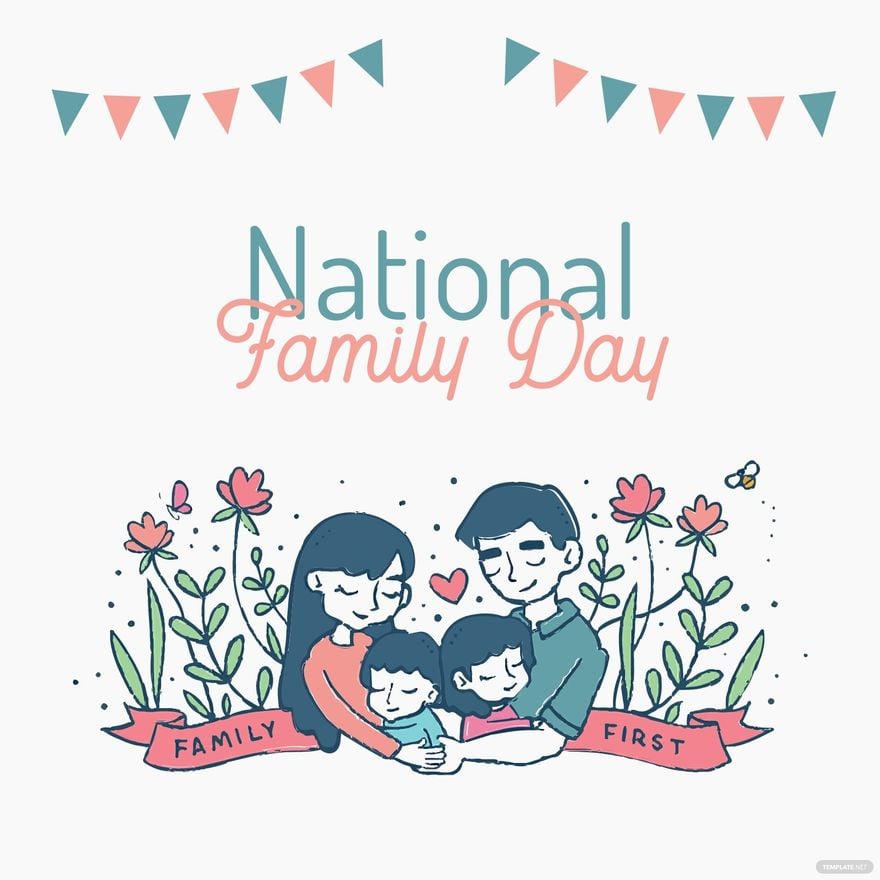 National Family Day Cartoon Vector
